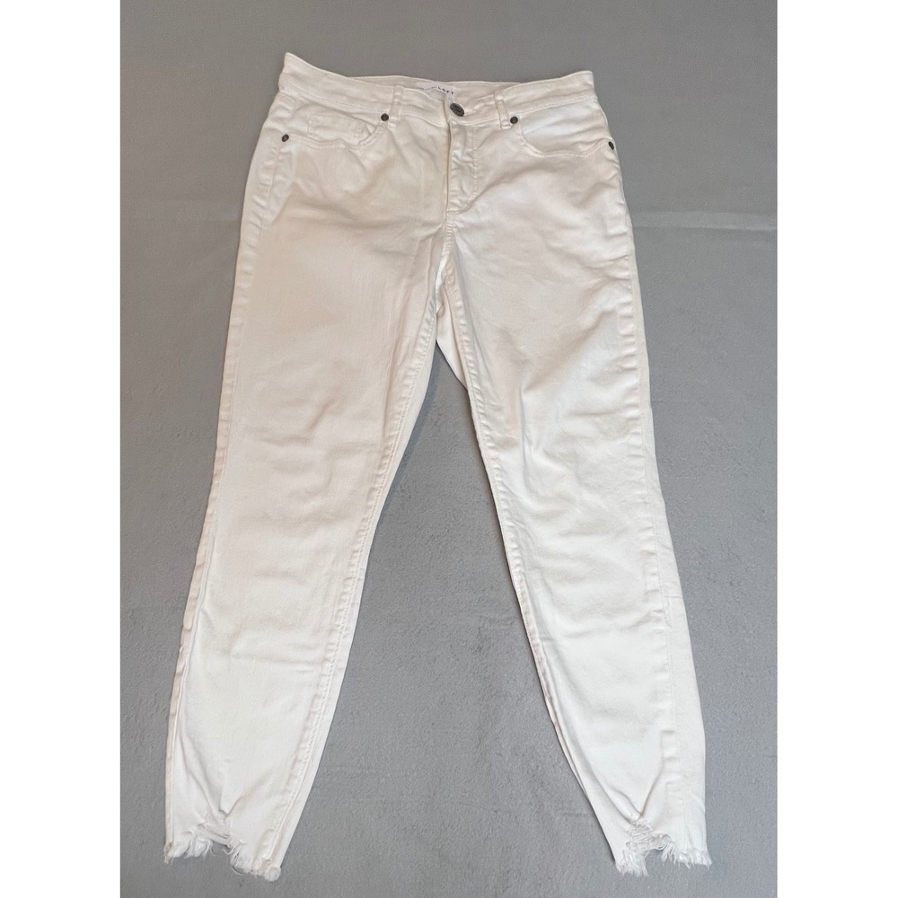 LOFT White Denim Skinny Jeans Raw Step Hem Distressed 527739 Womens 32x25